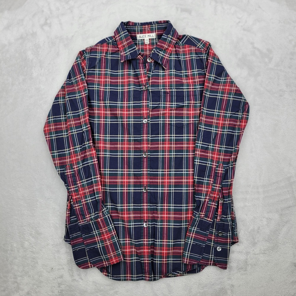 Alex Mill Shirt Womens‎ Extra Small Blue Red Plaid Button Up Top Blouse Adult XS
